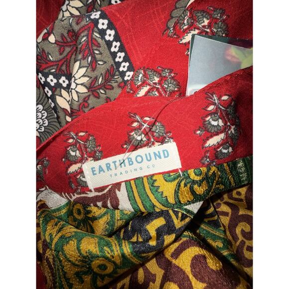 NWT Earthbound Upcycle Sari Collection Wrap Skirt Red Women's Med - Picture 10 of 10